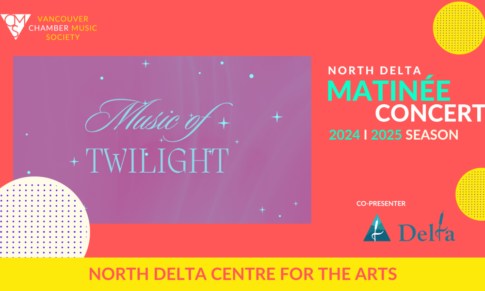 Promotional image with stylized script font that says Music of Twilight against the matinee series branding.