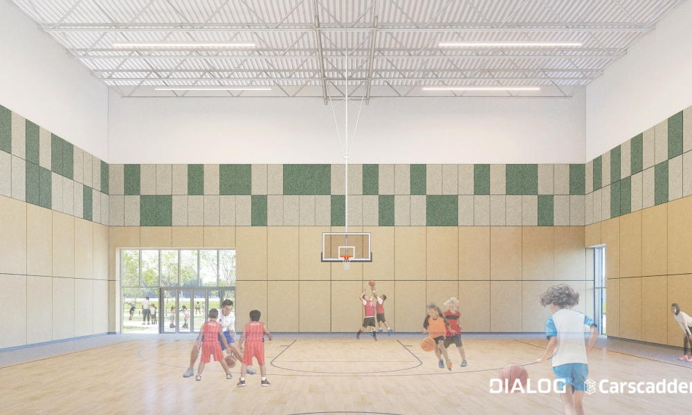 Artist rendering of inside the new Winskill gymnasium.