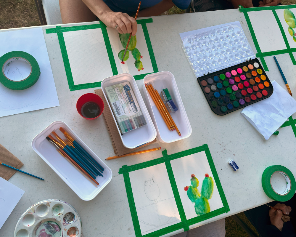 People make paintings at the summer pop up art programs. 