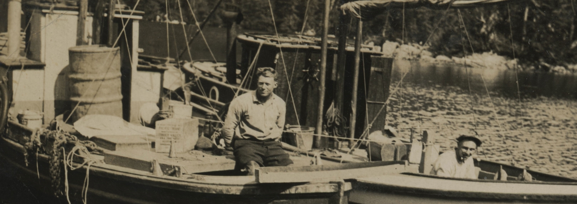Olafur Alafson and George Gunderson fishing on their gillnetters. Delta Archives, 2021-035-063. Courtesy of the Delta Heritage Society