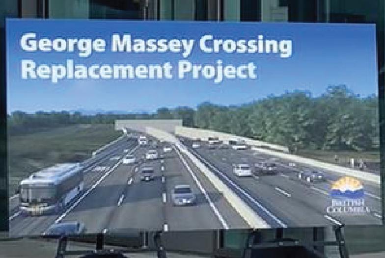 billboard reading 'George Massey Crossing Replacement Project'