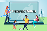 graphic of computer that reads 'perfectmind' on screen