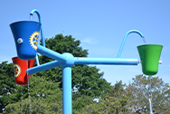 Water park in front of green trees