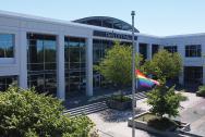 City hall with pride flag