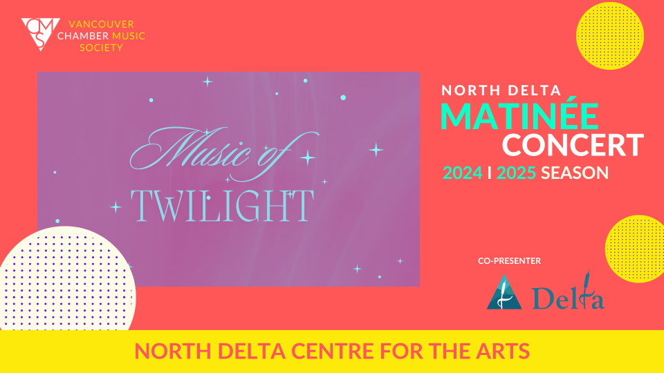Promotional image with stylized script font that says Music of Twilight against the matinee series branding.