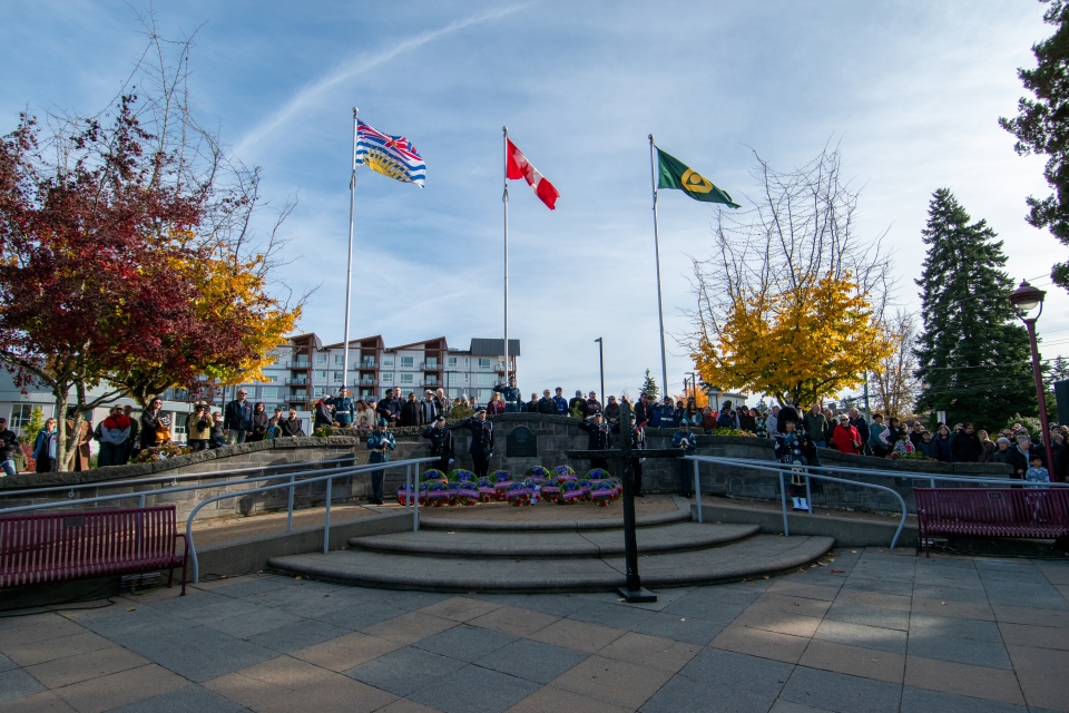 Remembrance Day 2025 at Social Heart Plaza in North Delta.