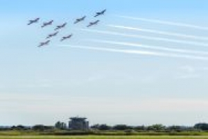 Snowbird jets flying in formation