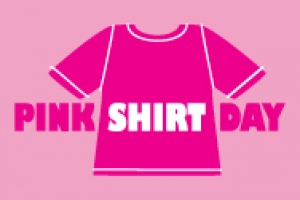 A pink shirt with the words 'Pink Shirt Day' written across it