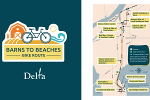Barns to Beaches logo and map