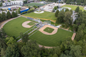 The newly completed Winskill Park Baseball diamonds, circa June 2026.