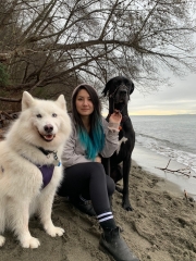 Elizabeth with her dogs Chase & Jiro