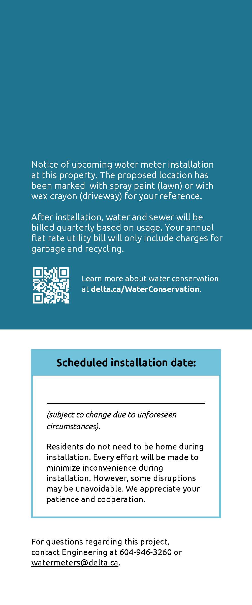 Water Meter Replacement Door Hanger